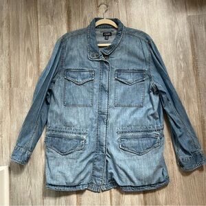 Chaps Women’s Denim Utility Shirt Jacket with Drawstring Waist Size XL